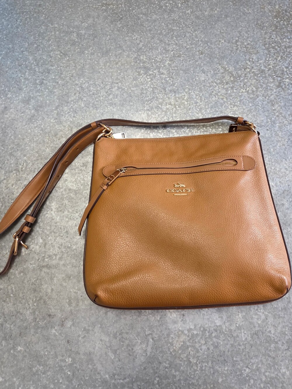 Coach Mae File Crossbody Pebbled Leather Beige
